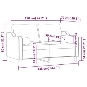 vidaXL 2-Seater Sofa with Throw Pillows Wine Red 120 cm Fabric
