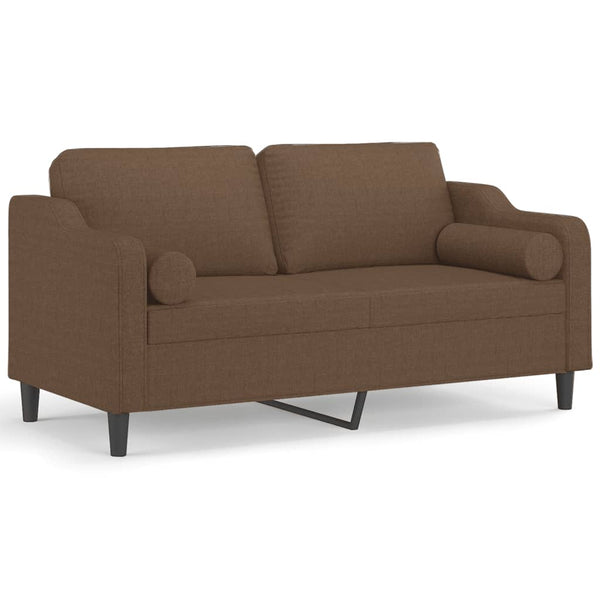 Braunes 2-Sitzer Sofa mit Zierkissen