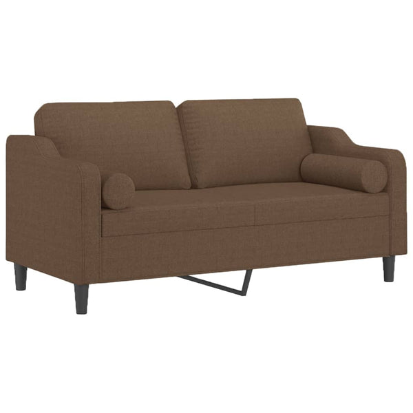 Braunes 2-Sitzer Sofa mit Zierkissen