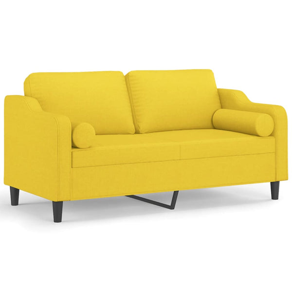 Hellgelbes 2-Sitzer Sofa mit Zierkissen