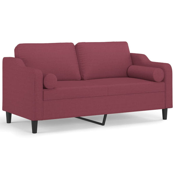 vidaXL Canapé à 2 places avec oreillers décoratifs rouge bordeaux 140 cm tissu