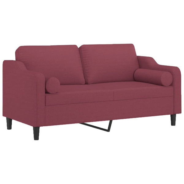 vidaXL Canapé à 2 places avec oreillers décoratifs rouge bordeaux 140 cm tissu