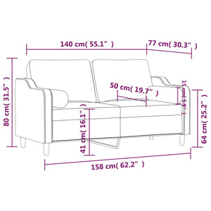 vidaXL Canapé à 2 places avec oreillers décoratifs rouge bordeaux 140 cm tissu
