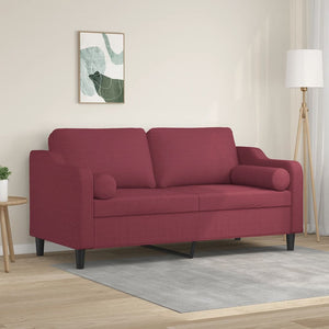 vidaXL Canapé à 2 places avec oreillers décoratifs rouge bordeaux 140 cm tissu
