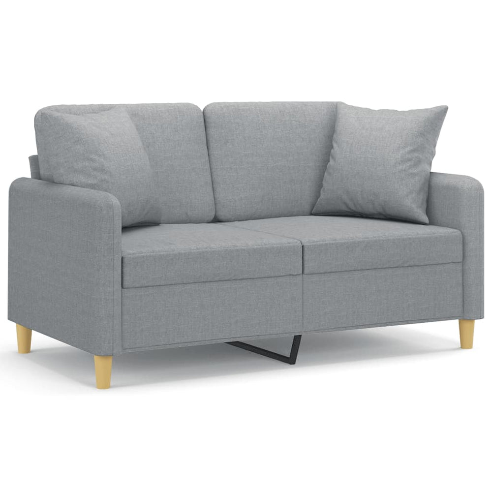 Hellgraues 2-Sitzer Sofa mit Kissen