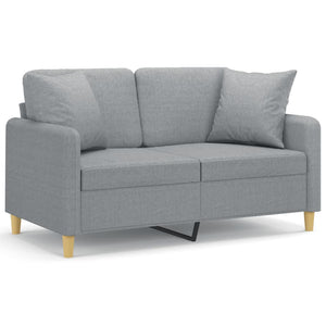 Hellgraues 2-Sitzer Sofa mit Kissen