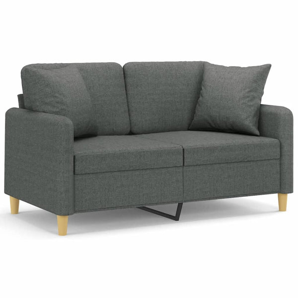 Dunkelgraues 2-Sitzer Sofa mit Zierkissen