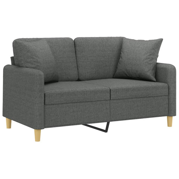 Dunkelgraues 2-Sitzer Sofa mit Zierkissen