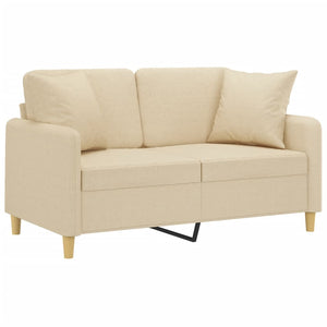 vidaXL Canapé 2 places avec oreillers décoratifs Crème 120 cm Tissu