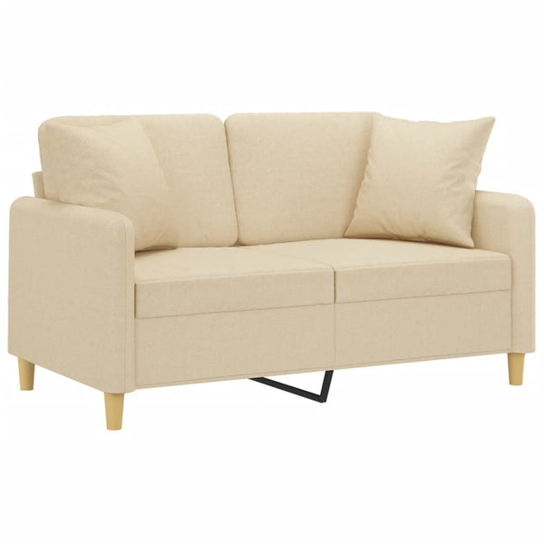 vidaXL Canapé 2 places avec oreillers décoratifs Crème 120 cm Tissu