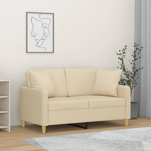 vidaXL Canapé 2 places avec oreillers décoratifs Crème 120 cm Tissu