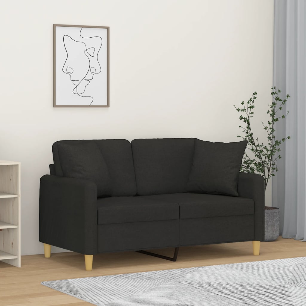 Schwarzes 2-Sitzer Sofa 120cm mit Kissen