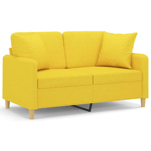 Hellgelbes 2-Sitzer Sofa mit Zierkissen