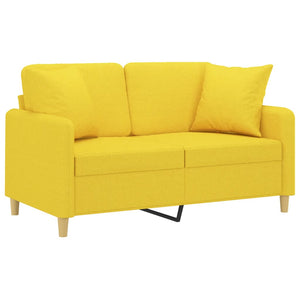 Hellgelbes 2-Sitzer Sofa mit Zierkissen
