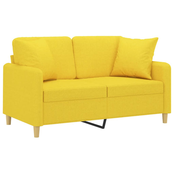 Hellgelbes 2-Sitzer Sofa mit Zierkissen