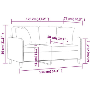 Hellgelbes 2-Sitzer Sofa mit Zierkissen