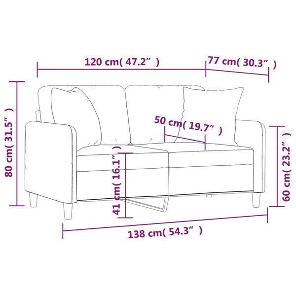 vidaXL Canapé 2 places avec coussins décoratifs Taupe 120 cm Tissu