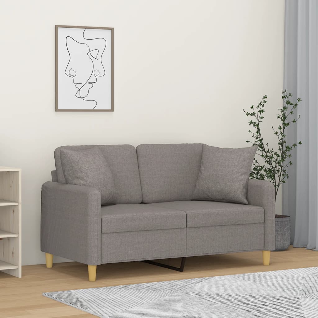 vidaXL Canapé 2 places avec coussins décoratifs Taupe 120 cm Tissu