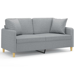 2-Sitzer Sofa Hellgrau mit Kissen