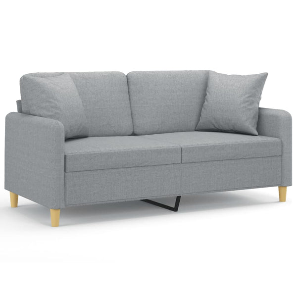 2-Sitzer Sofa Hellgrau mit Kissen