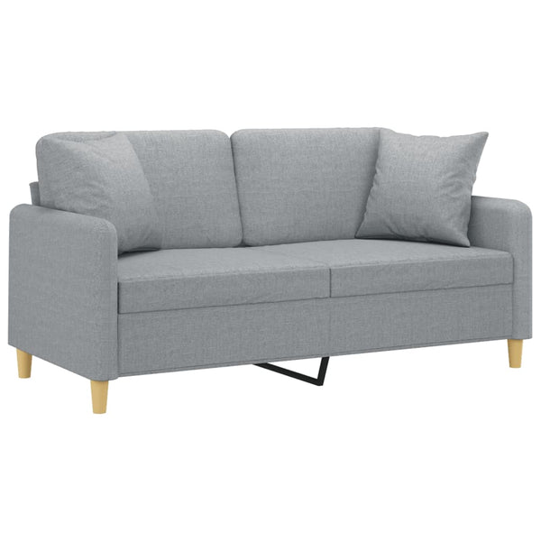2-Sitzer Sofa Hellgrau mit Kissen