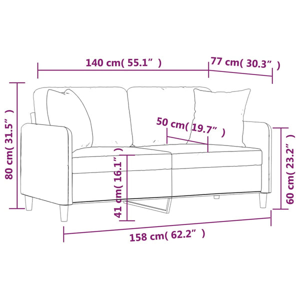 2-Sitzer Sofa Hellgrau mit Kissen