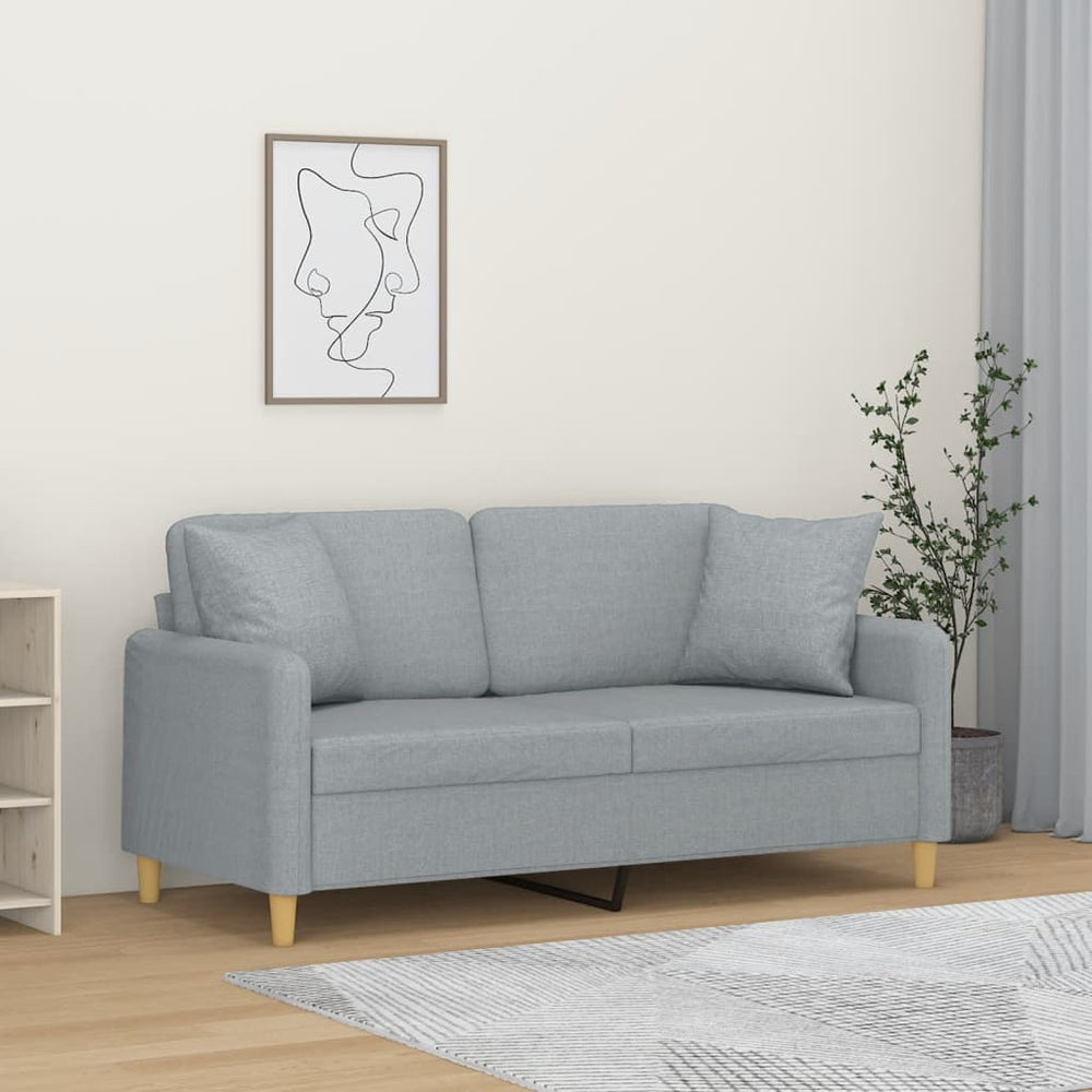 2-Sitzer Sofa Hellgrau mit Kissen