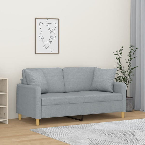 2-Sitzer Sofa Hellgrau mit Kissen