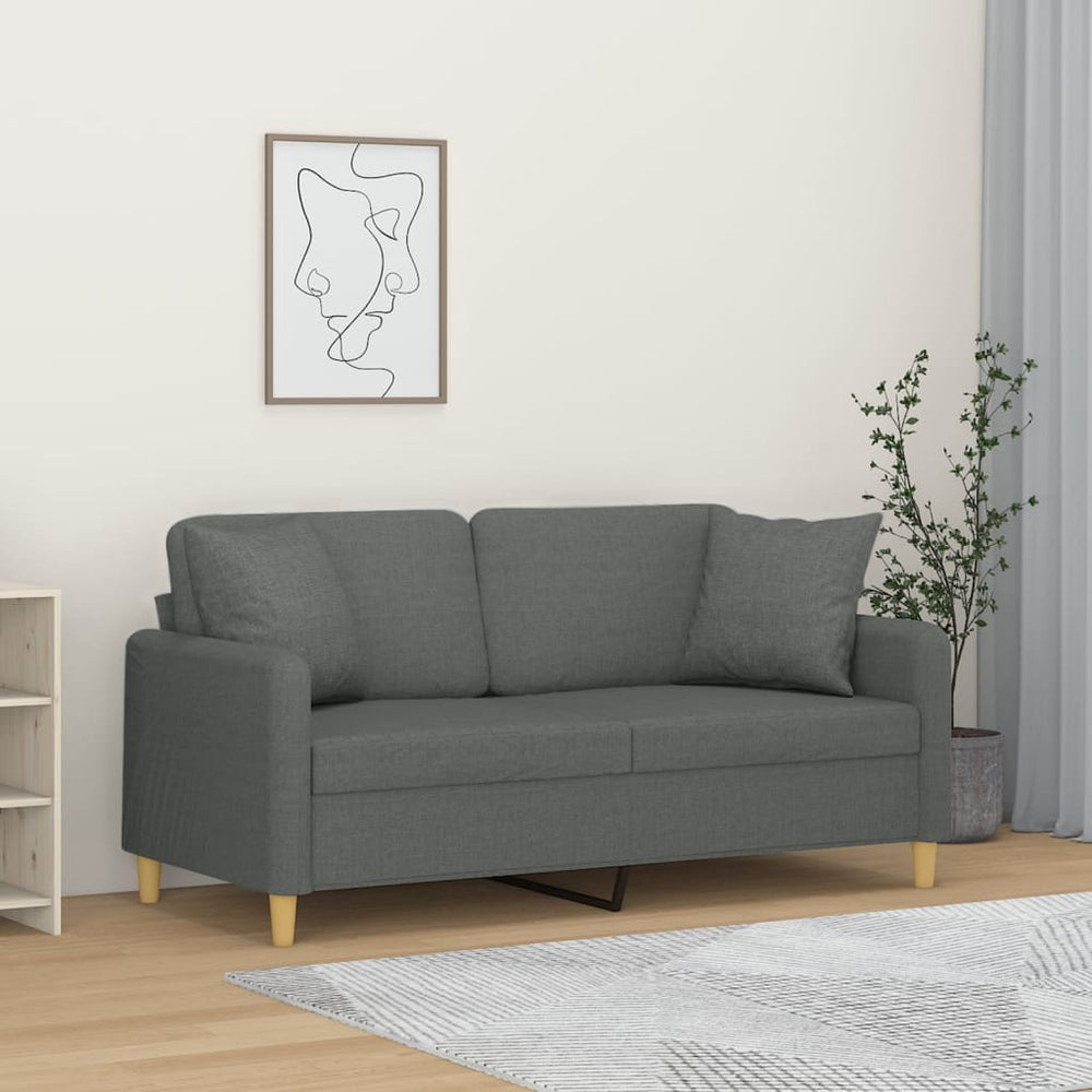 Dunkelgraues 2-Sitzer Sofa mit Kissen