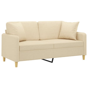 vidaXL Canapé 2 places avec coussins décoratifs crème 140 cm Tissu