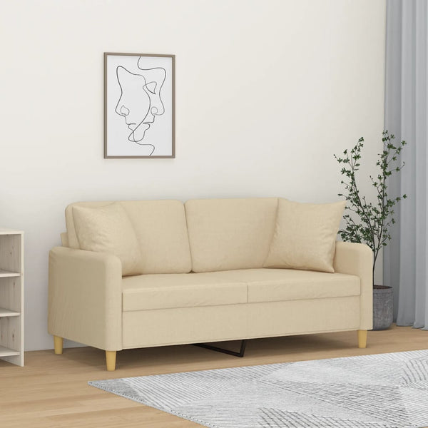 vidaXL Canapé 2 places avec coussins décoratifs crème 140 cm Tissu
