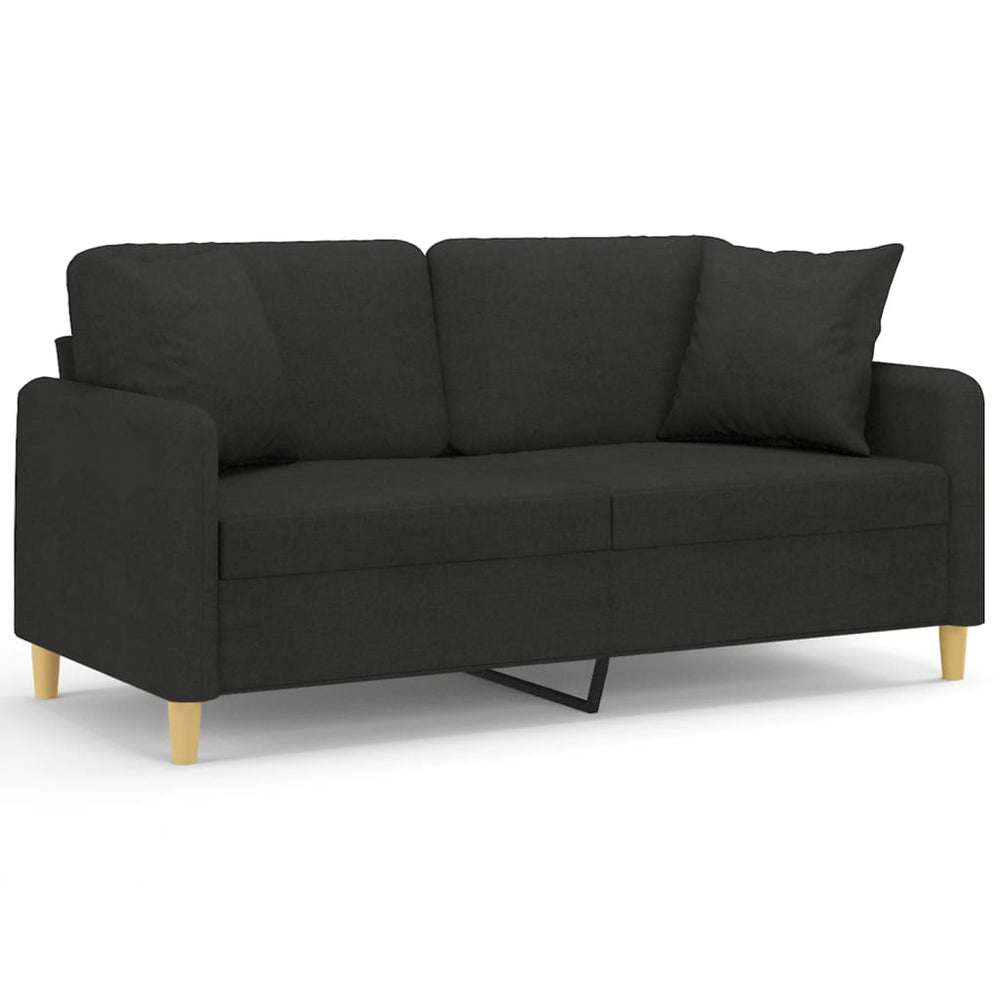 Schwarzes 2-Sitzer Sofa 140 cm mit Kissen