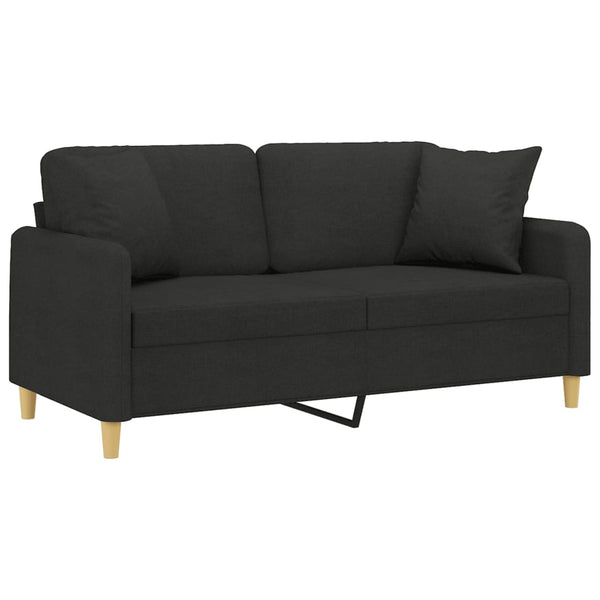 Schwarzes 2-Sitzer Sofa 140 cm mit Kissen