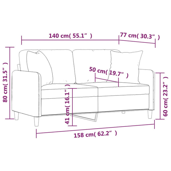 Schwarzes 2-Sitzer Sofa 140 cm mit Kissen