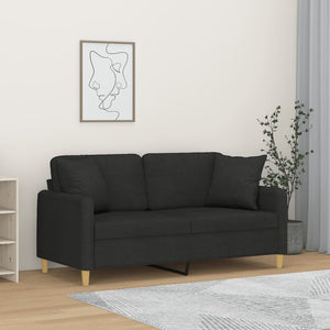 Schwarzes 2-Sitzer Sofa 140 cm mit Kissen