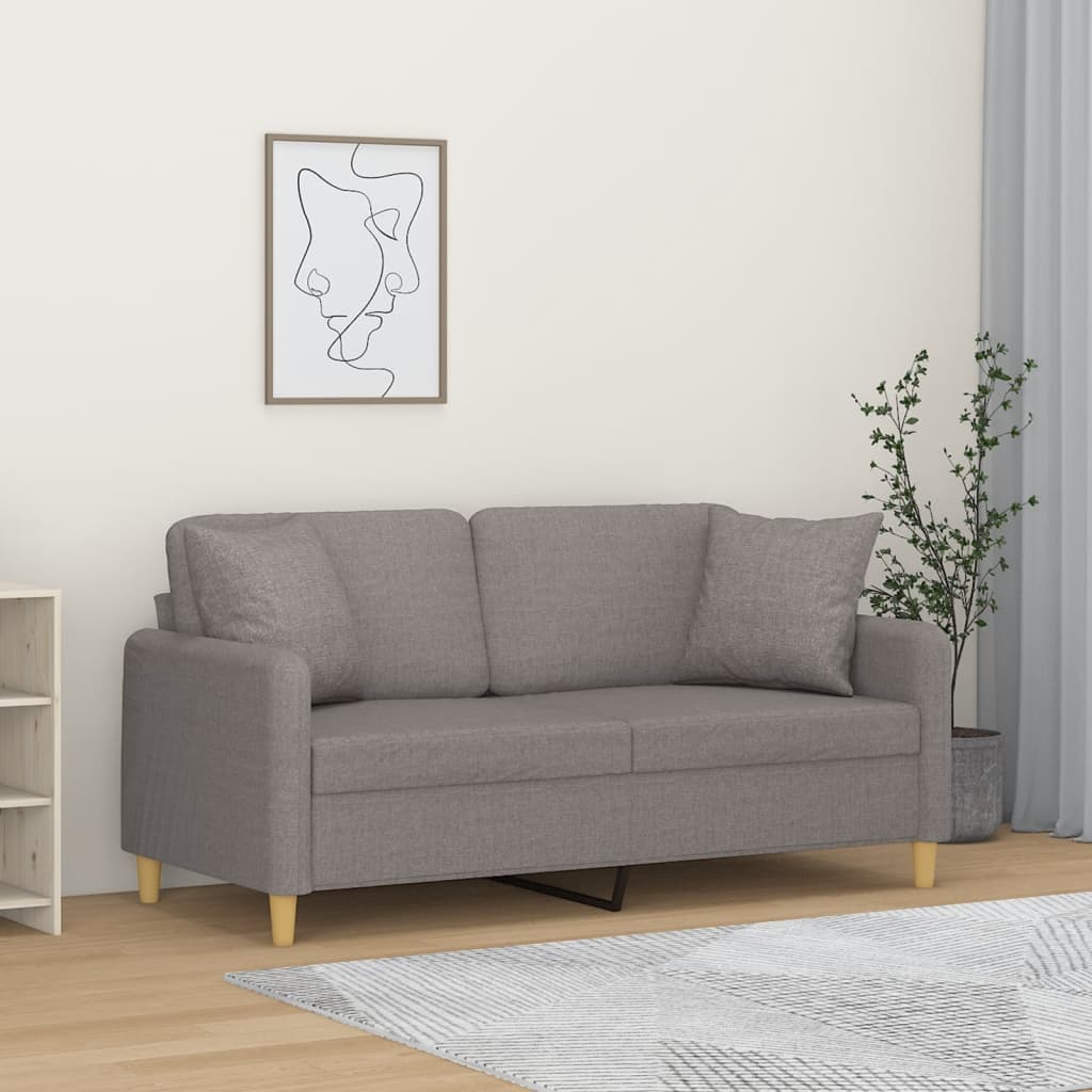 vidaXL Canapé 2 places avec coussins décoratifs Taupe 140 cm Tissu