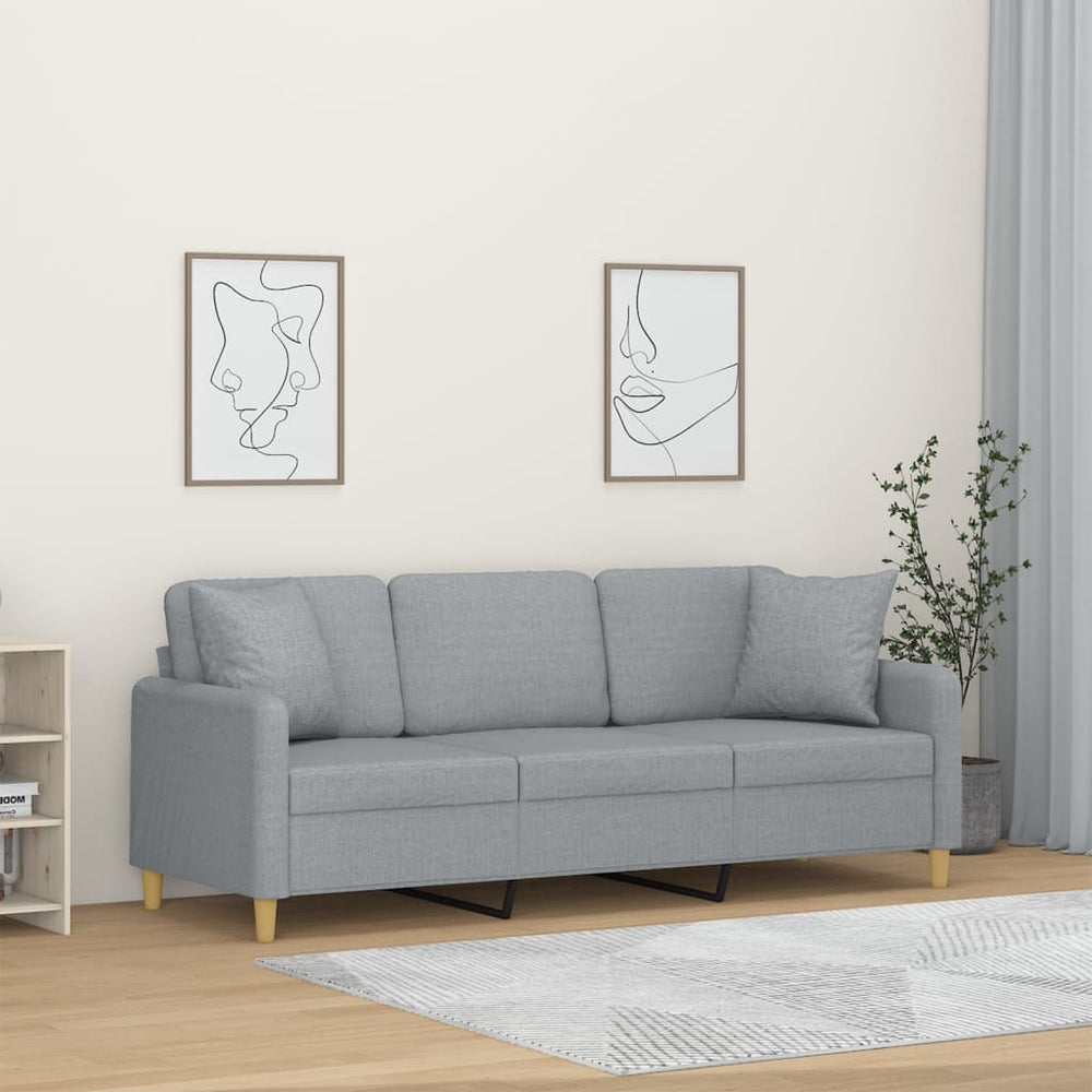 3-Sitzer Sofa Hellgrau Stoff 180 cm