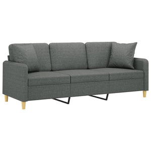 Dunkelgraues 3-Sitzer Sofa mit Kissen, 180 cm