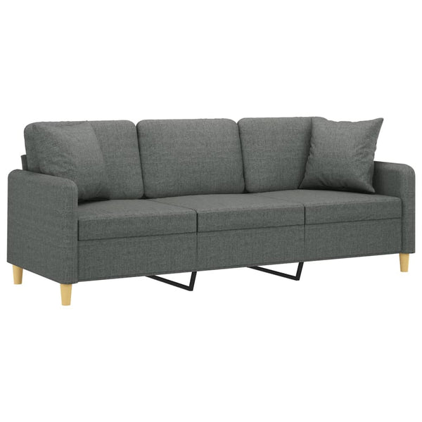 Dunkelgraues 3-Sitzer Sofa mit Kissen, 180 cm