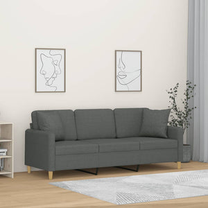 Dunkelgraues 3-Sitzer Sofa mit Kissen, 180 cm