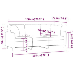 3-Sitzer Sofa Creme Stoff 180 cm