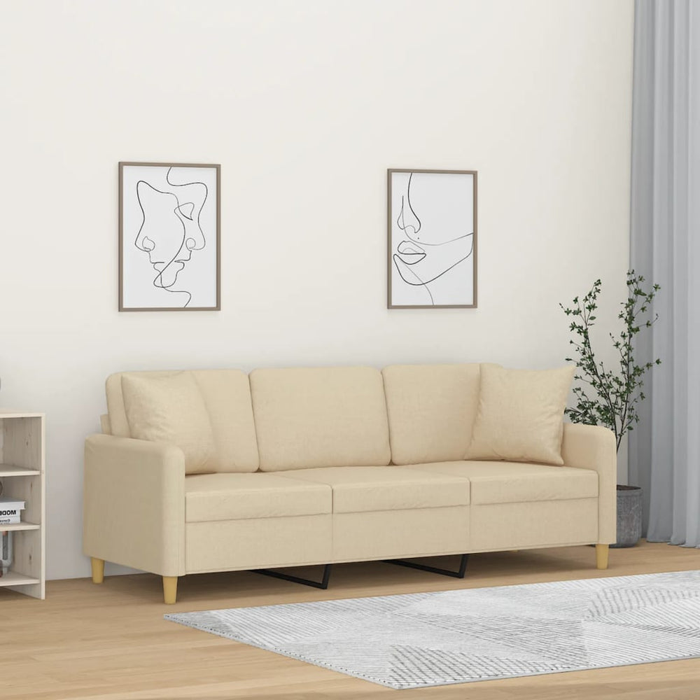 3-Sitzer Sofa Creme Stoff 180 cm