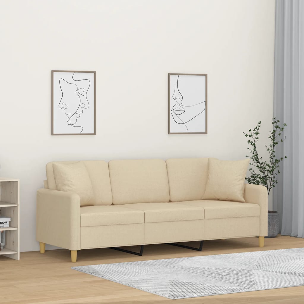 3-Sitzer Sofa Creme Stoff 180 cm