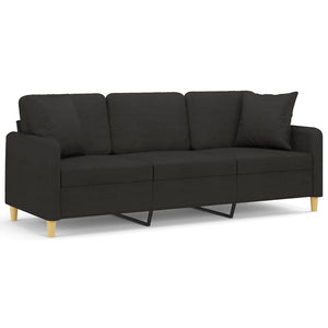 Schwarzes 3-Sitzer Sofa mit Kissen, 180 cm