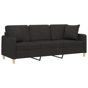 Schwarzes 3-Sitzer Sofa mit Kissen, 180 cm