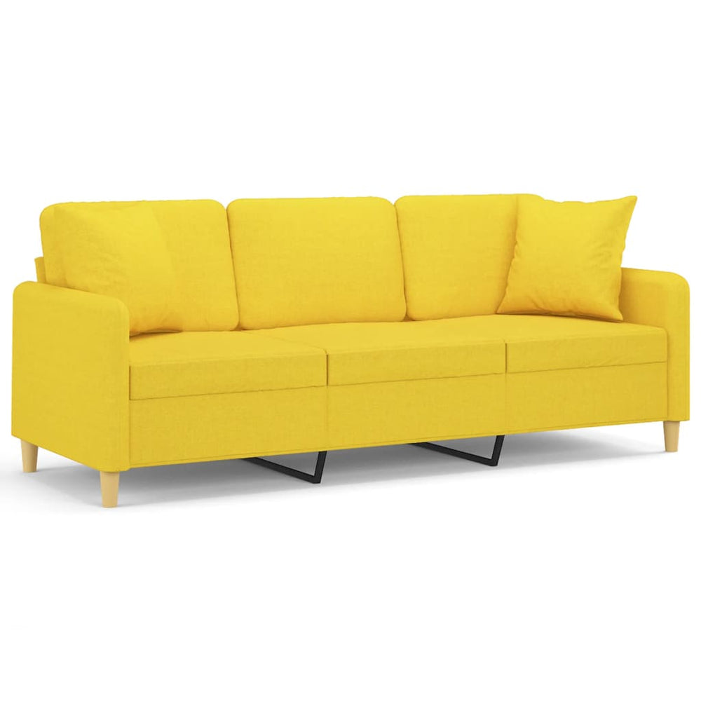 Hellgelbes 3-Sitzer Sofa mit Kissen