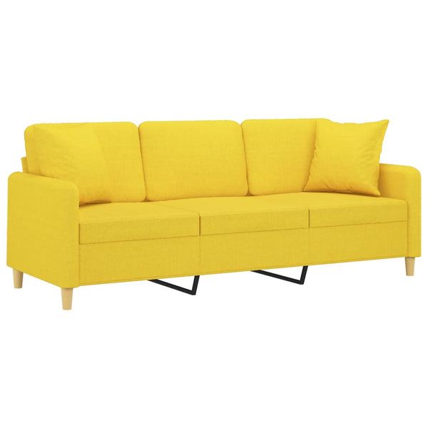 vidaXL Canapé 3 places avec oreillers décoratifs Jaune clair 180 cm Tissu