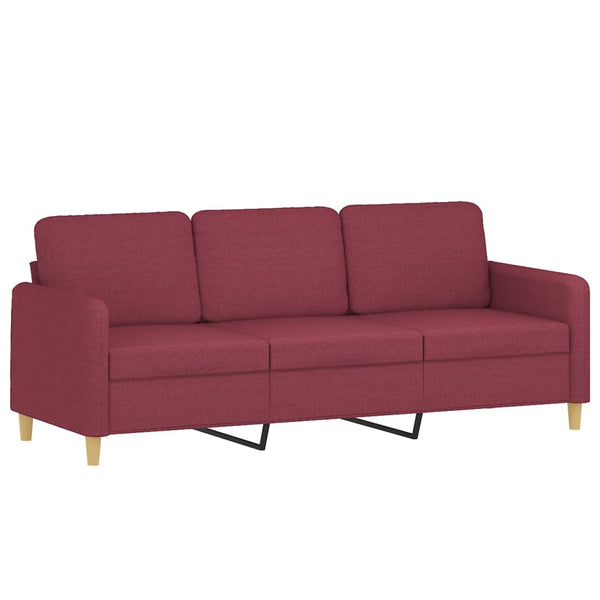 vidaXL Canapé 3 places avec oreillers décoratifs Rouge bordeaux 180 cm Tissu