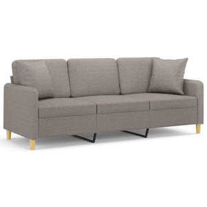 vidaXL Canapé 3 places avec oreillers décoratifs Taupe 180 cm Tissu