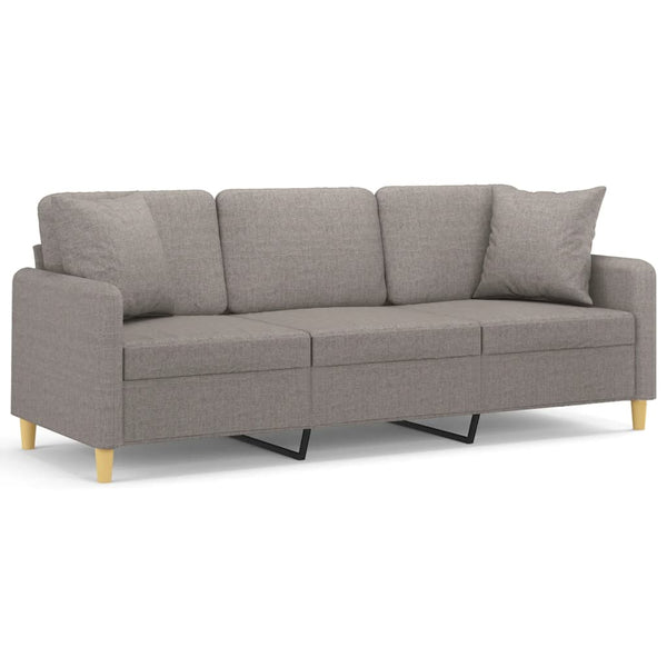vidaXL Canapé 3 places avec oreillers décoratifs Taupe 180 cm Tissu